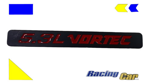 Emblemas Goma  5.3 L Vortec  Negro-rojo 18x2cm Cod. E-158.