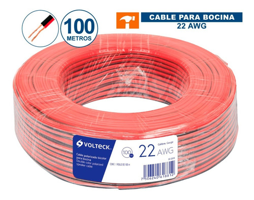 Imagen 1 de 3 de Cable Para Bocina, 22 Awg, Bicolor, 100 M Volteck 46264