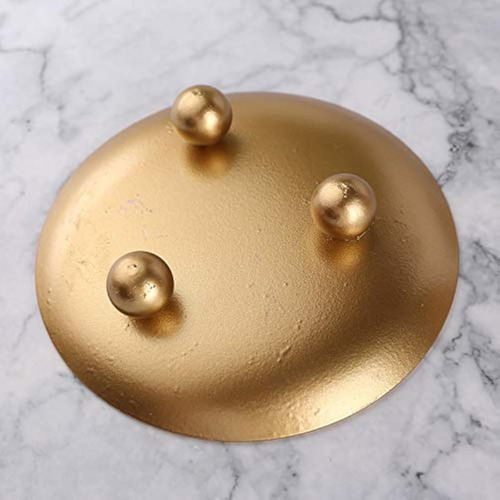 Portavelas Con Placa De Hierro, Dorado, Hierro Decorativo