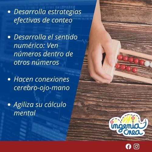 Ábaco de madera de diez filas para realizar cálculos matemáticos