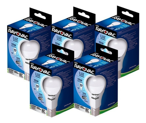 Kit Com 5 Lâmpadas Rayovac 13w - Luz Branca Cor da luz Branco 110V/220V