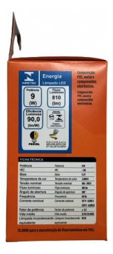 Kit 5 Lampada Led Bulbo A60 6w E27 3000k Amarela Bivolt Fox