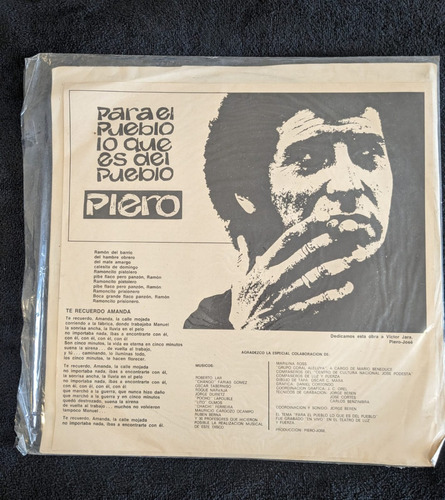 Vinilo  Piero Para El Pueblo  (sin Tapa)        Supercultura