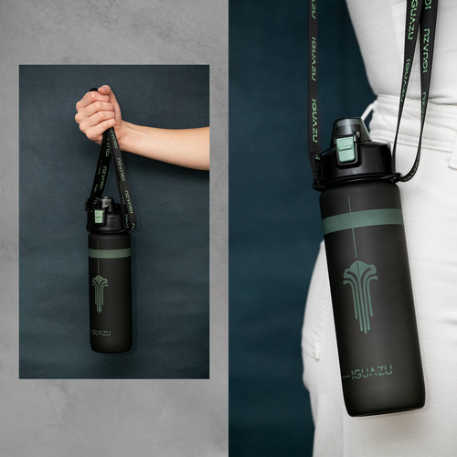 Botella 1lt - Libre De Bpa - Diseño Motivacional - Hermética Negra