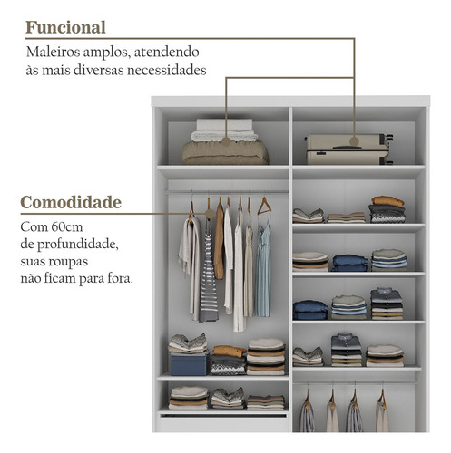Guarda-roupa Solteiro 100% Mdf Bp Com 2 Portas E 1 Espelho