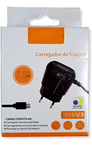 Kit 10 Carregador Celular Micro V8 2.0a 1m F015 Atacado Andr