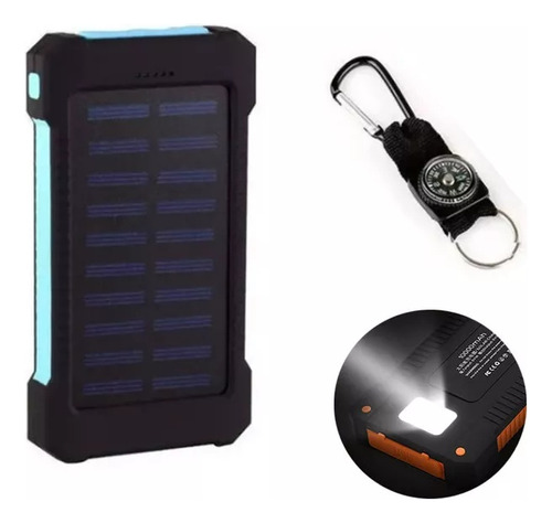 Banco Energía Solar Resistente Agua 20000mah 2 Puertos Usb