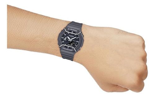 Correa de reloj Casio G-shock Carbon Core Con Protectores GA-2100PTS-8adr Color gris oscuro Bisel gris oscuro Fondo Negro
