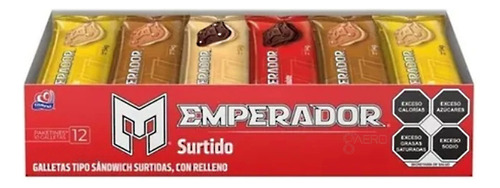Galletas Emperador Surtido De 12 Pzas Chocolate Vainilla