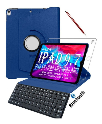 Capa Teclado Pelicula Para iPad Air 1a1475 Air 2a1566 A1822