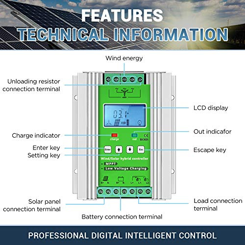 Controlador De Carga Híbrido Eólico Solar De 1000w 12...