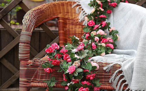 6pcs Guia Enredadera Con Rosas Artificial Decoración Flores