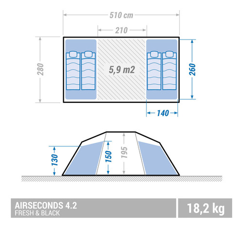Barraca De Camping Insuflável Air Seconds 4.2 Fb 4 Pessoas