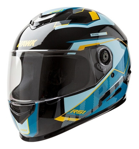 Casco Integral Rs1 Alpha Negro Celeste Brillante Rpm