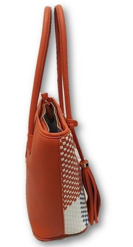 Imagen 3 de 5 de Bolso De Dama Tejido Tipo Textil Naranja Ab4c70