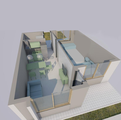 5 Viviendas familiares construidas en forma y estilo tradicional. Diseñadas, con Un Dormitorio principal, ventanas al frente y al contra frente,