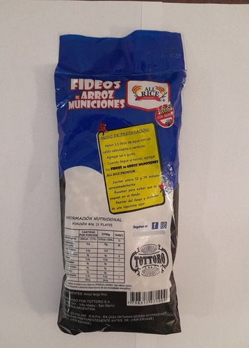 Fideos De Arroz Municiones All Rice Premium 200g Sin Tacc X2