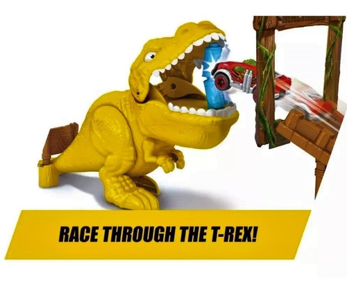 Pista Autos Dinosaurio Doble Metal Machines T-rex Atack Full Color T- Rex