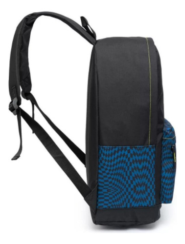 Mochila Spector Preta/azul Sp3118 Cor Azul-preto Desenho Do Tecido Liso Com Formas