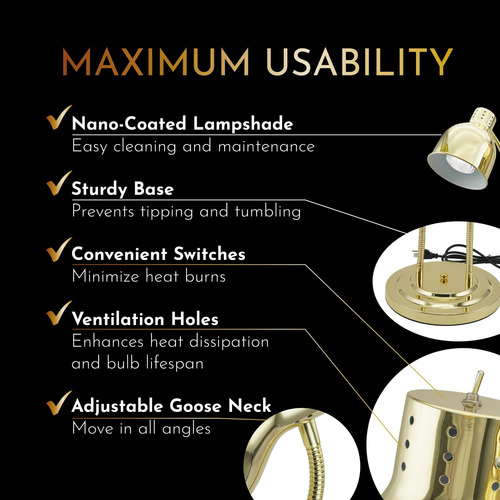 Lámpara De Mesa Portátil Homeluvo Gold De 500 W Para Calenta