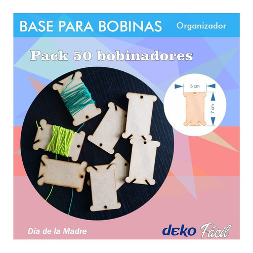 Imagen 2 de 3 de Bobinas Planas P/ Hilos Cintas Fibrofacil 5x7 Cm Pack X 50