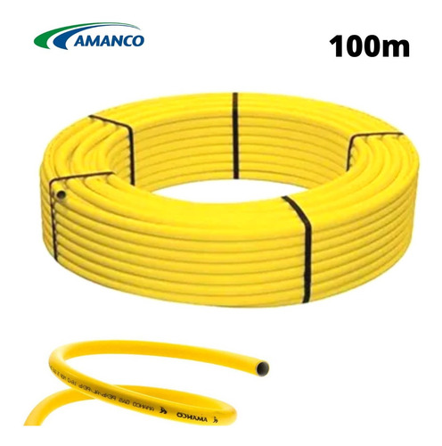 Imagem 1 de 3 de Tubo Pex Multicamadas Gás 16mm Rolo 100m Amanco Amarelo