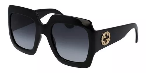 Gafas de sol Gucci para mujer negro acetato varillas imagotipo GG todo  dorado.