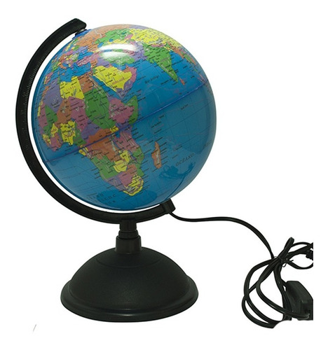 Globo Terráqueo Planeta Mapa Mundo Con Luz 20 Cm  