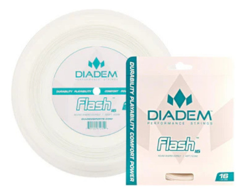 Corda Para Raquete Tenis Diadem Flash 1,30mm Set Individual 1.3 Mm Branco Alta Durabilidade Confortável. Ideal Também Para Configurações Híbridas