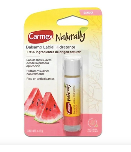 Bálsamo Labial Carmex Naturally Sabor Sandía 3 Pzas De 4.25g