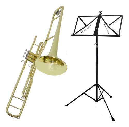 Kit Trombone Pisto Tenor Tb 200pd + Estante De Partitura S2