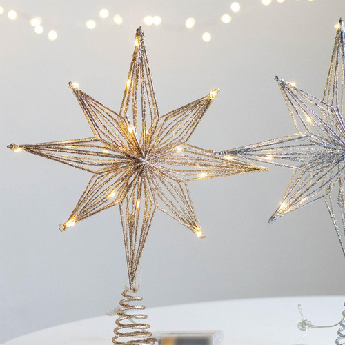 Adorno De Estrella Con Luces Para Árbol De Navidad