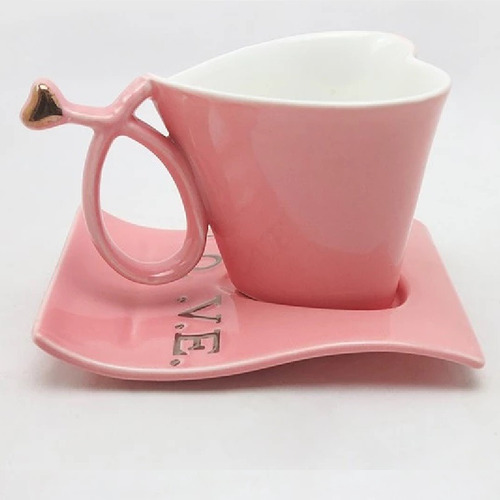Taza De Cerámica Con Forma De Corazón Con Base Y Cuchara Color Rosa Regalos originales para mama Regalos día de la madre para el 10 de mayo regalos de intercambio regalo para novia