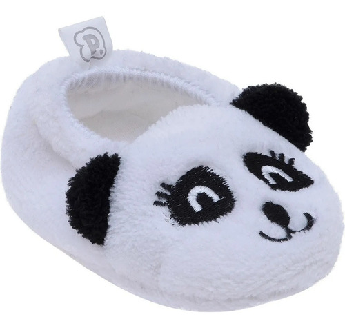Pantufa Para Bebê Menina Panda Branco E Preto Pimpolho 88804