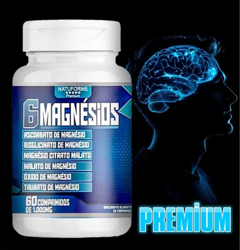 Kit 3 Potes De 6 Magnesios 1000mg 180 Comprimidos Sem Sabor