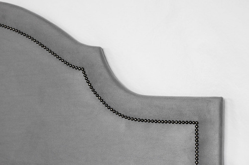 Cabeceira Queen Estofada - Provençal Luxo C/ Tachas 160 X 60 Cor Suede Cinza Com Tachas Fumê