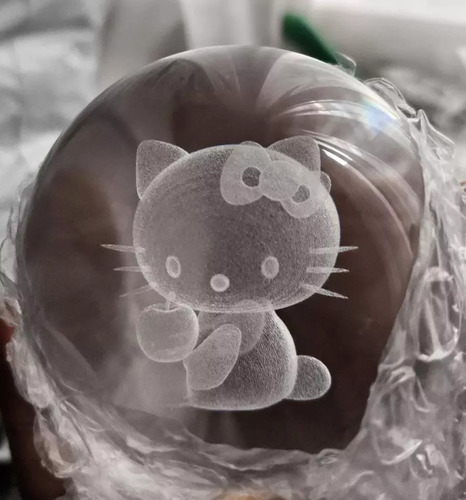 Lampara 3d Hello Kitty Bola De Cristal Luz De Noche Sanrio K