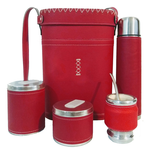 Set Matero Kit Equipo Reforzado Rojo Lujo Termo 1 L Acero