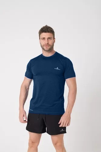 Remera Deportiva Hombre Microperforada Azul  - Rehodry Cuo