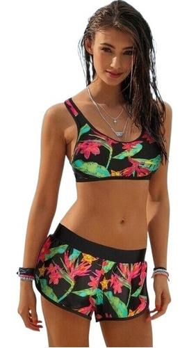 Conjunto Tankini Acolchado Para Mujer Traje De Bikini Deport