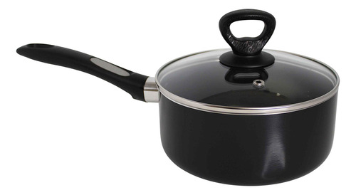 Cacerola Antiadherente De Aluminio Con Tapa 1 Litro Negra