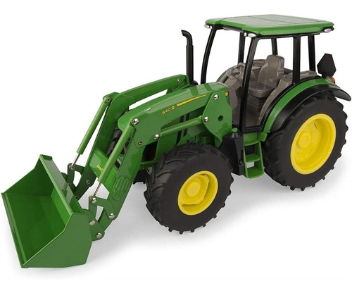 Tractor Con Cargador Color Verde A Escala 1/16