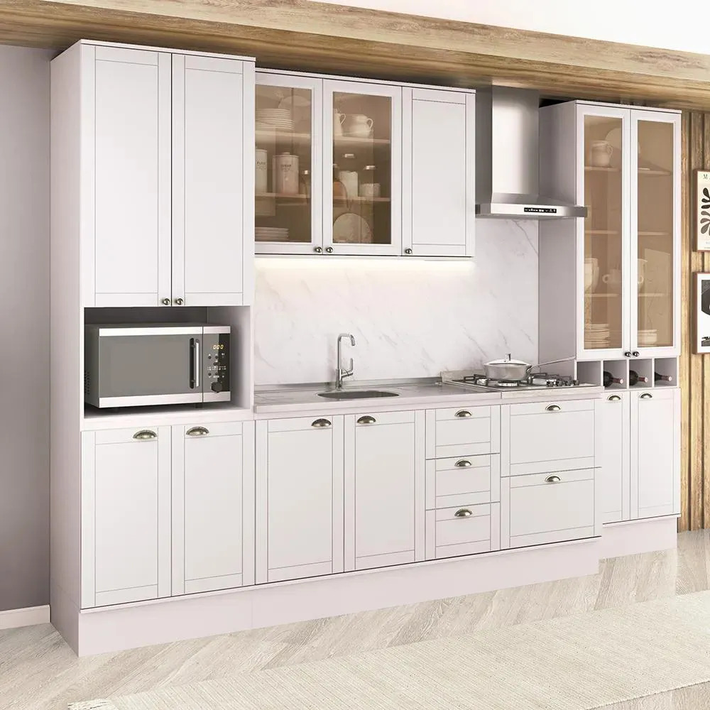 Armário De Cozinha Completa Milla Soft Carraro Branco Branco