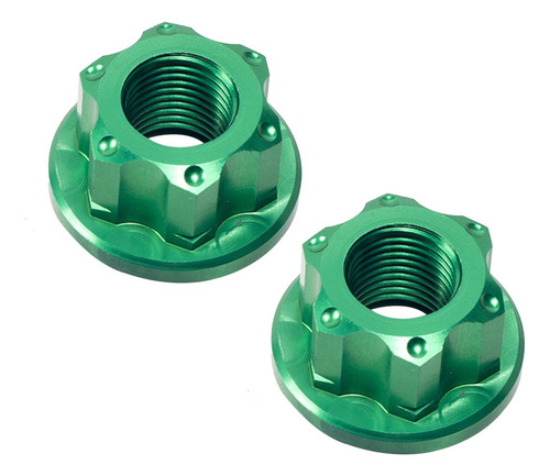 2 X 2 Pieces Bike Wheel Hub Axle Nuts Accessories Green