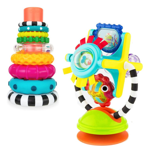 Combo Sassy Torre De Encastre Y Sonajero Pescaditos Multicolor