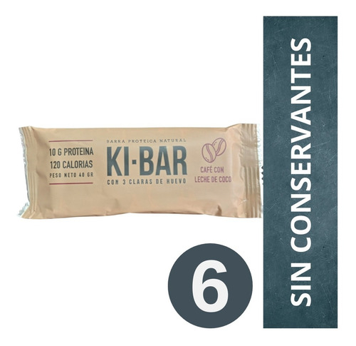 Barras Proteicas Naturales Ki-bar Sabor Café 6 X 40 Gr