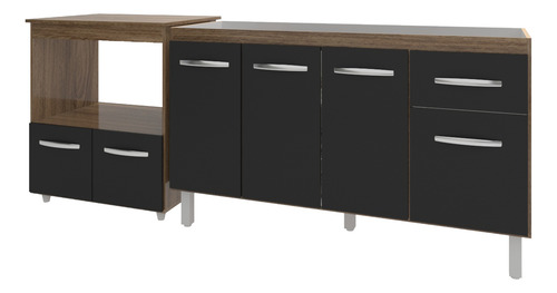 Balcão Gabinete Pia 140 Cm Com Forno Elétrico E Microondas