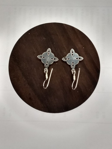 Aretes Nudo De Brujas Chico Curado Luna Llena Plata 925