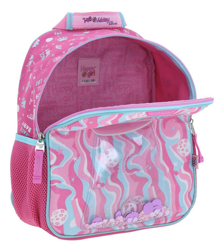 Mochila Chica Chenson Happy Girl Ajua Niña Kinder Con Slime Color Rosa Diseño De La Tela Liso