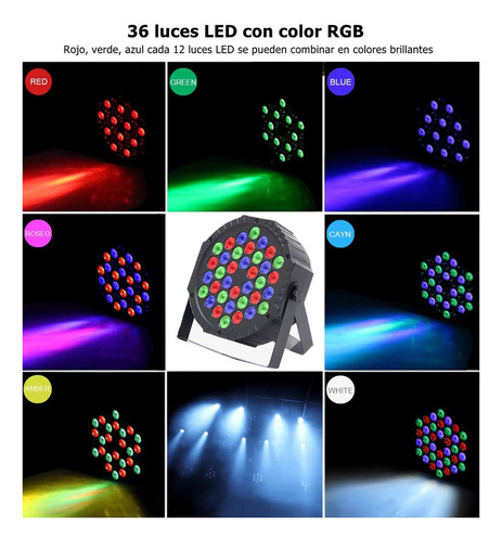 Luces Fiesta Cañones LED 36x1 Luces de Escenario ATOZELE,Compatible con DMX, con Control Remoto, Control de Voz, Modo Rítmico,110V 36W